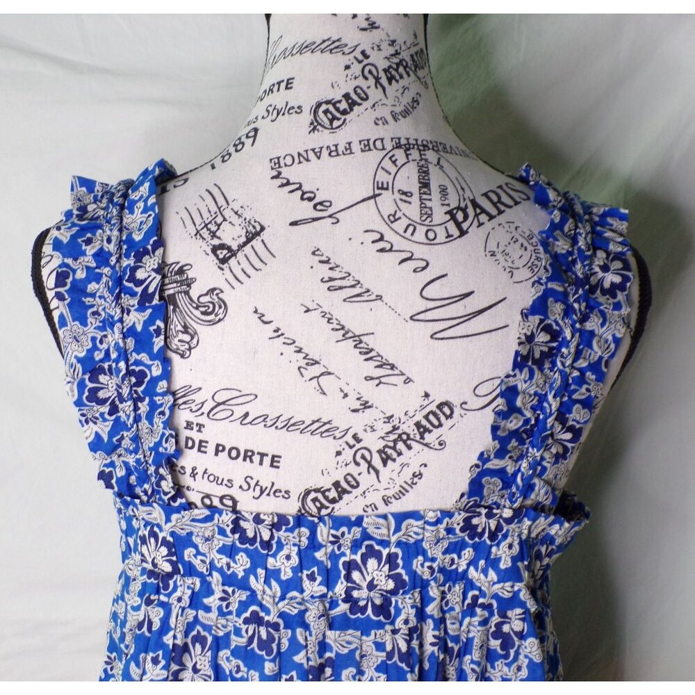 🆕J CREW Cotton Floral Shift Midi Dress Medium Blue - Picture 8 of 10